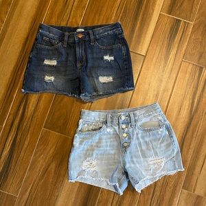 Girls Old Navy jean shorts denim shorts, size 14, 2 pairs, dark wash, light wash